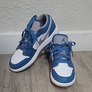Blue and White Low-Top Sneakers